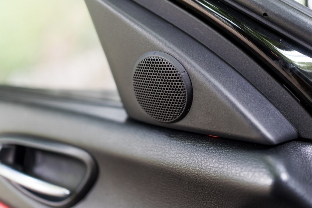 sports car with tweeter speaker installed